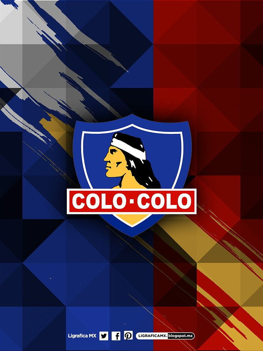 Colo Colo Club de Fútbol Official Crest on Geometric Blue and Red Background HD phone wallpaper