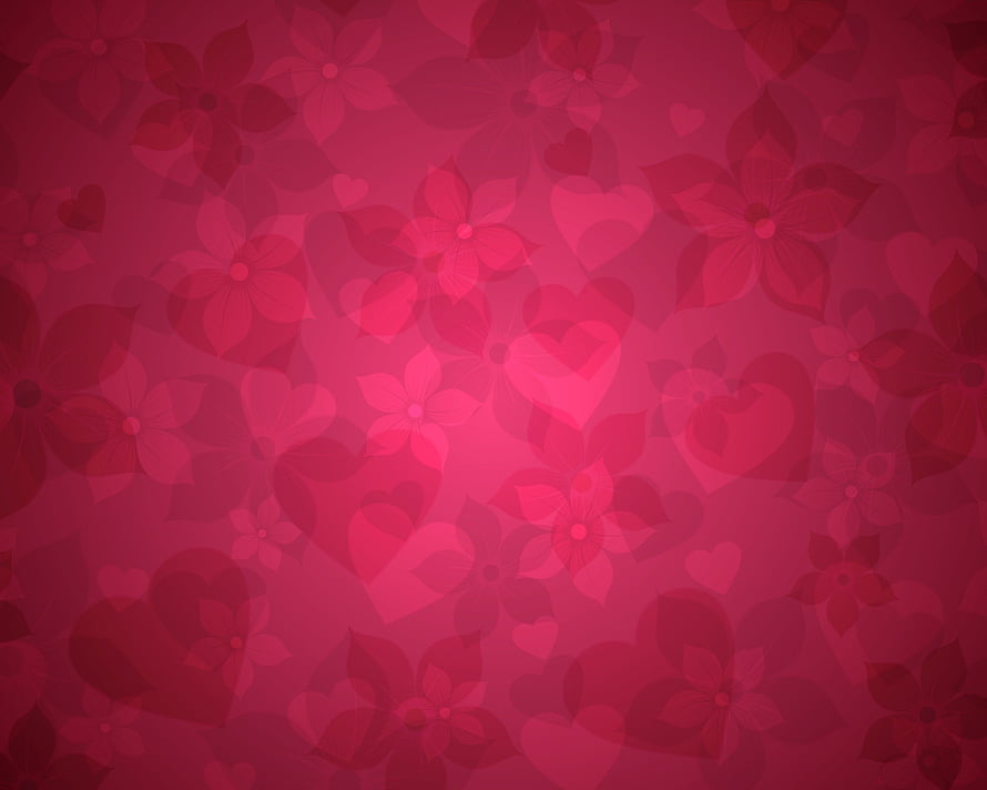 Romantic Red Floral Pattern with Overlapping Hearts and Soft Petals HD wallpaper