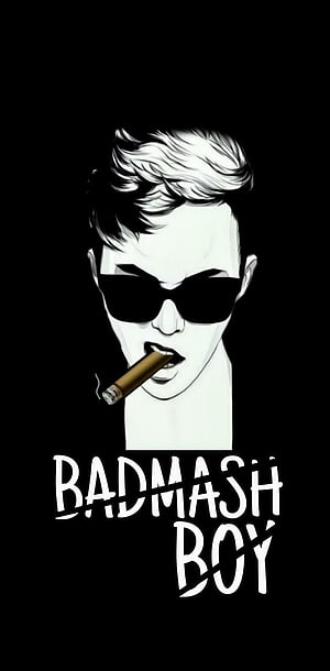 Stylized Black and White Illustration of a Man in Sunglasses Smoking a Cigar, Badmash boy, Bad Boy Smoking HD phone wallpaper
