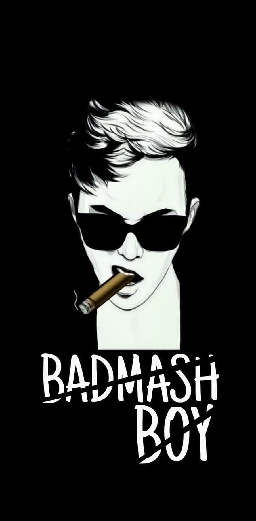 Stylized Black and White Illustration of a Man in Sunglasses Smoking a Cigar, Badmash boy, Bad Boy Smoking HD phone wallpaper