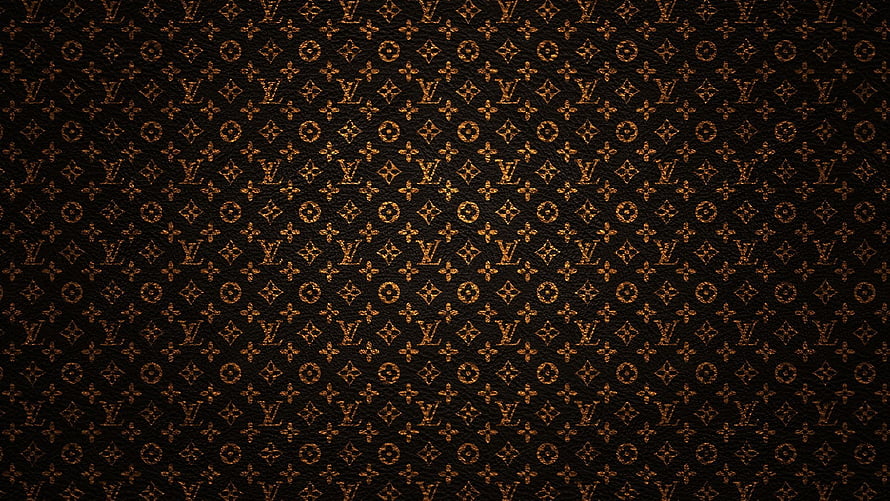Louis Vuitton Monogram Pattern on Dark Brown Leather Texture HD wallpaper