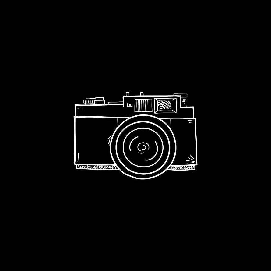 Minimalist White Line Art Camera Icon on Black Background HD phone wallpaper