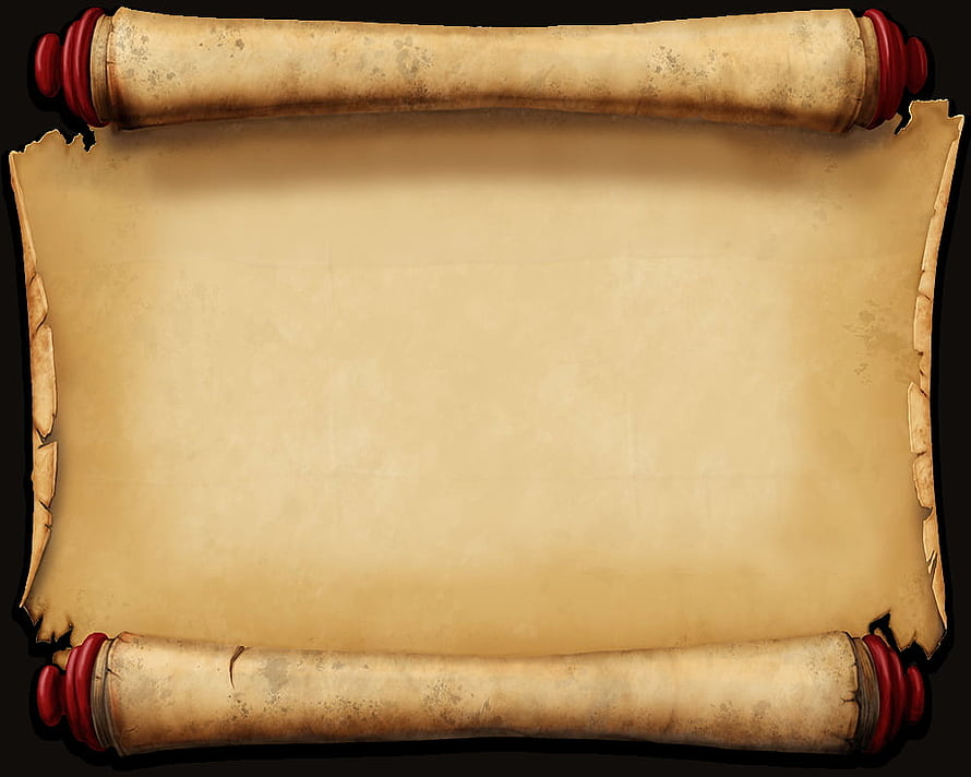 Ancient Parchment Scroll with Red Wooden Rods on Black Background HD wallpaper