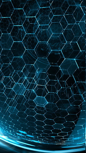 Glowing Blue Hexagonal Sphere with Futuristic Digital Geometry and Abstract Light Patterns HD phone wallpaper