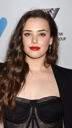 Katherine Langford Red Carpet Portrait in Black Blazer and Sheer Top HD phone wallpaper
