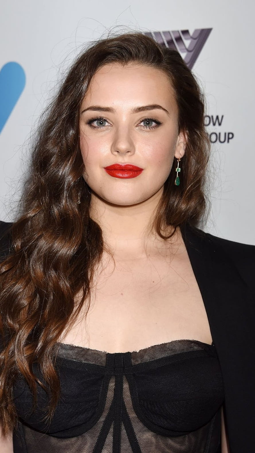 Katherine Langford Red Carpet Portrait in Black Blazer and Sheer Top HD phone wallpaper