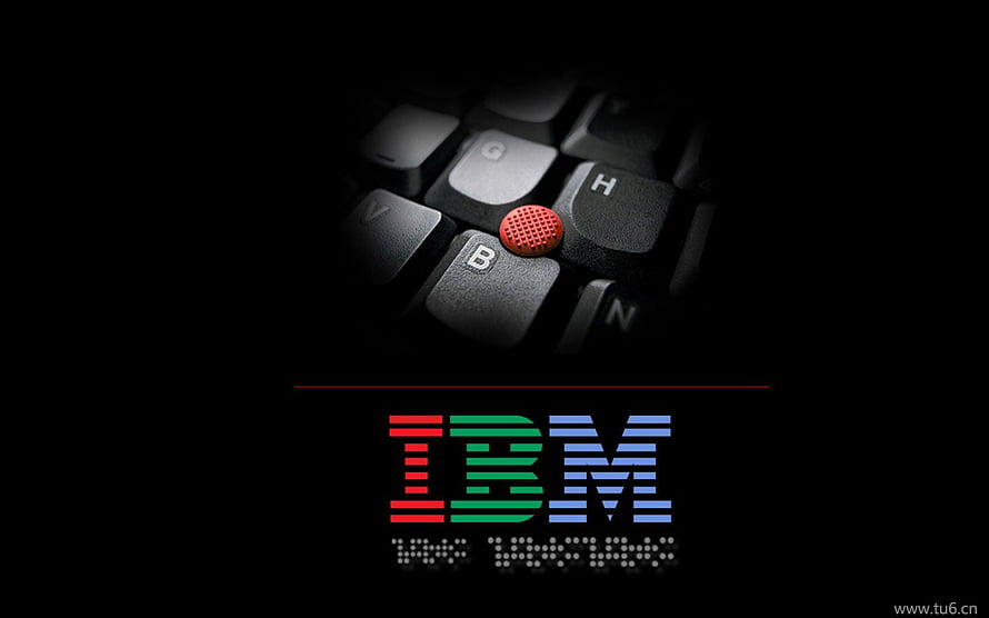 IBM ThinkPad TrackPoint Keyboard Close-Up with Classic Striped Logo on Black Background HD wallpaper