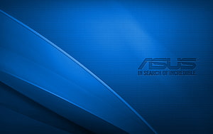 Asus Blue Wavy Abstract Background with Sleek Curved Lines and Corporate Logo HD wallpaper