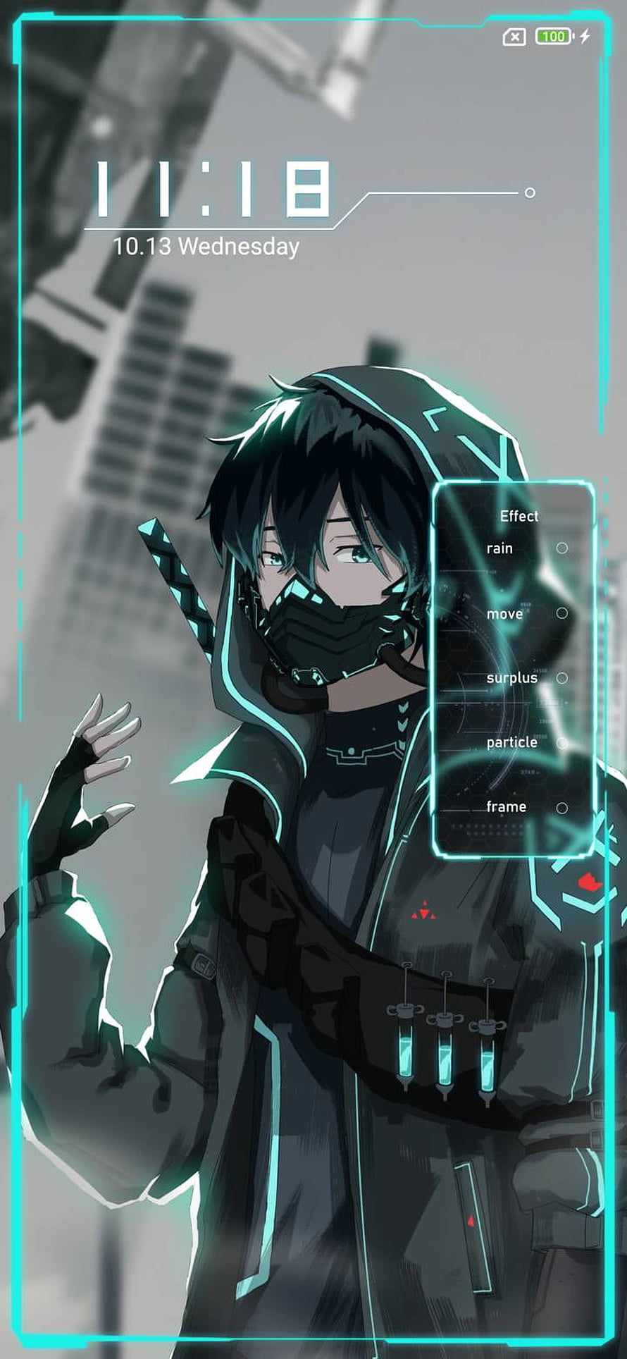 Black Swordsman Anime Character in Cyberpunk Hoodie with Neon Interface, Swordsman In Black MIUI theme and Tutorial, Black Swordsman HD phone wallpaper