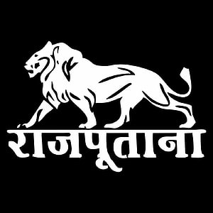 Rajputana Lion Emblem with Devanagari Script on Black Background HD phone wallpaper