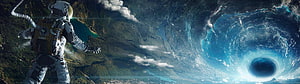 Astronaut in Space Suit Observing Massive Hurricane from Orbit Above Earth HD wallpaper