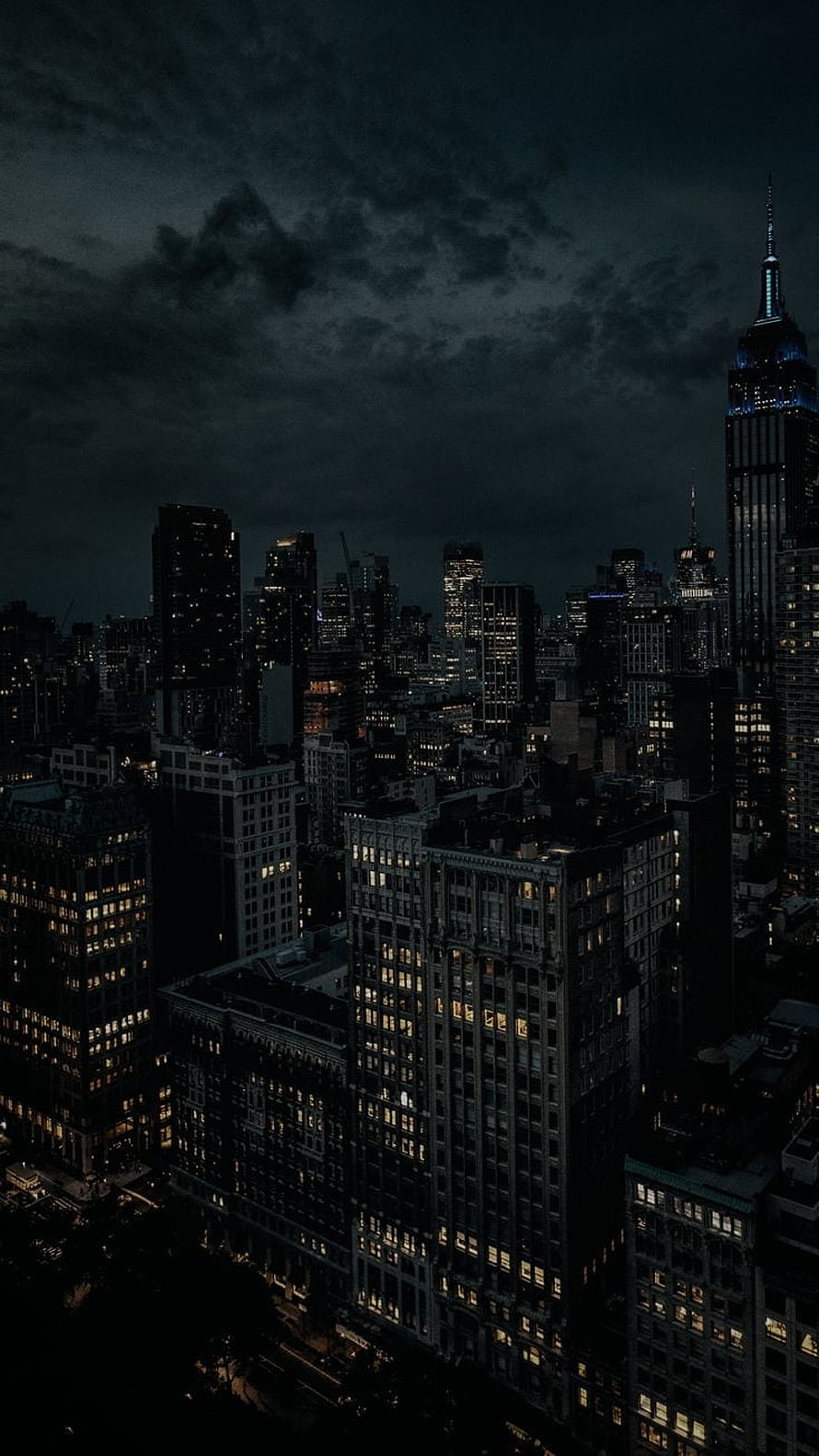 Moody New York City Skyline at Night with Empire State Building HD phone wallpaper