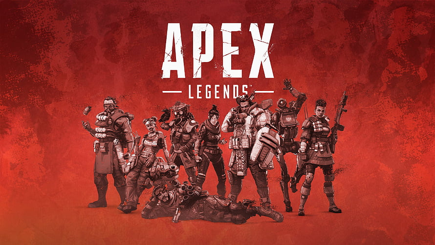 Apex Legends Squad Lineup on Textured Red Background HD wallpaper