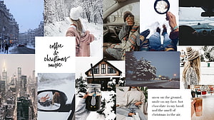 Winter Aesthetic Collage Featuring Snowy Streets, Cozy Coffee, and Christmas Vibes HD wallpaper