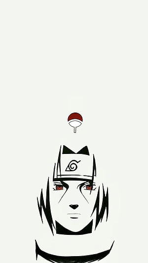 Minimalist Itachi Uchiha Portrait with Sharingan and Konoha Headband HD phone wallpaper