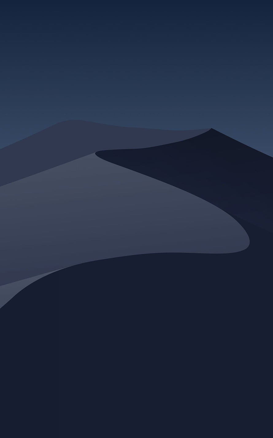 Minimalist Dark Blue Abstract Landscape with Smooth Rolling Dunes and Layered Mountain Silhouettes HD phone wallpaper