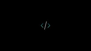Minimalist Dark Coding Symbol with Cyan Brackets on Black Background HD wallpaper