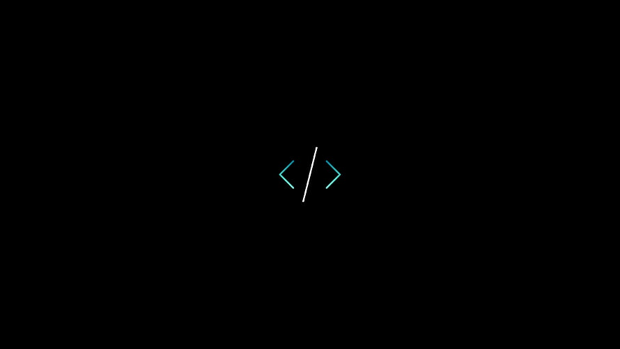 Minimalist Dark Coding Symbol with Cyan Brackets on Black Background HD wallpaper