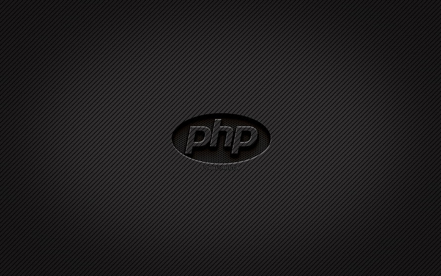 PHP Carbon Fiber Logo on Dark Diagonal Striped Background HD wallpaper