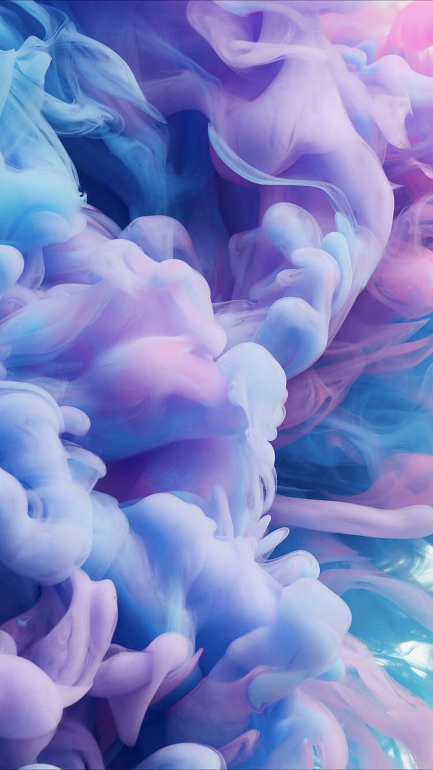 Ethereal Pastel Ink Swirls in Water with Soft Purple and Blue Tones HD phone wallpaper