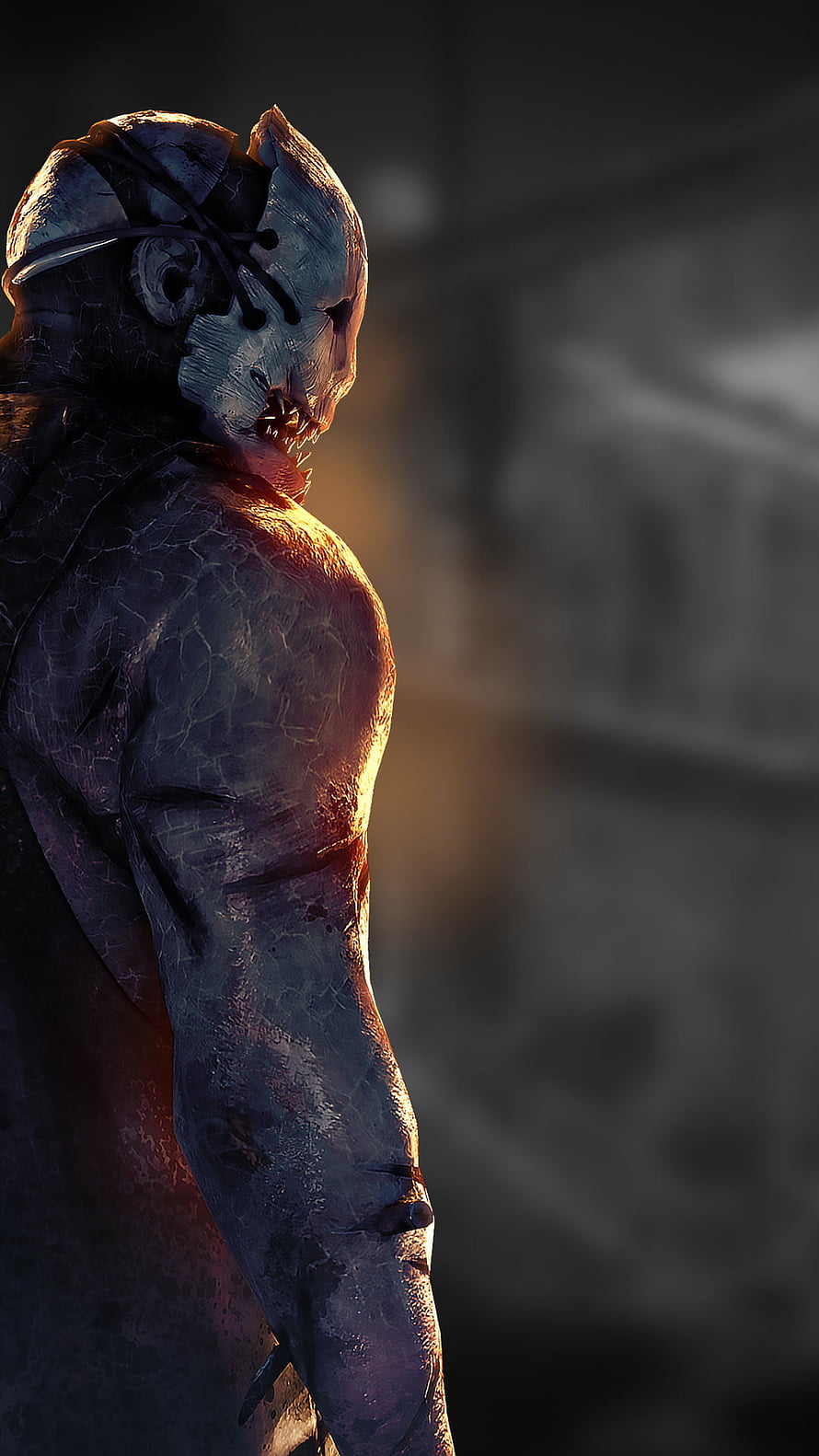 Dead By Daylight Killer Character in Dramatic Side Profile with Warm Rim Lighting HD phone wallpaper