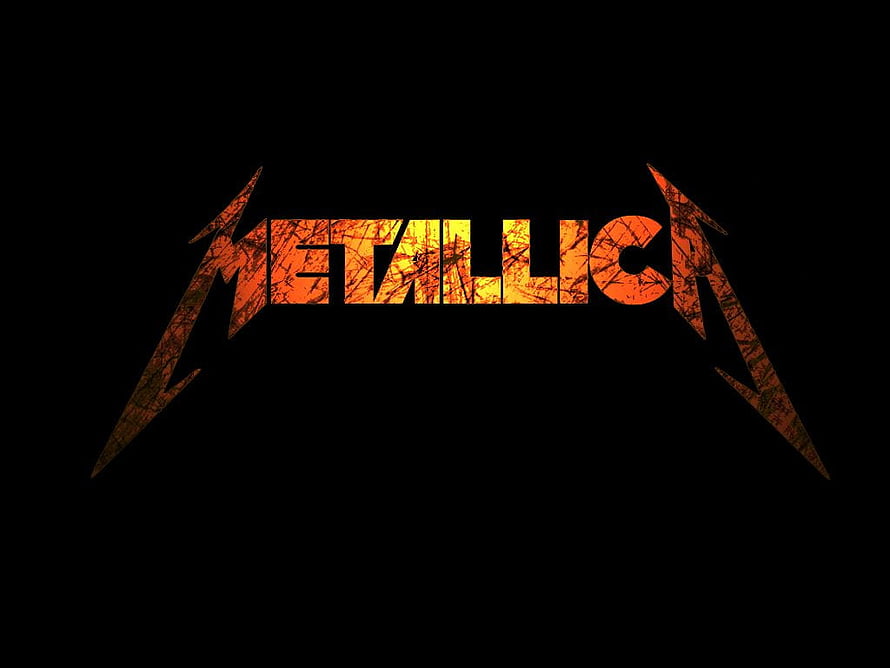 Metallica Band Logo in Fiery Orange and Black Grunge Style HD wallpaper