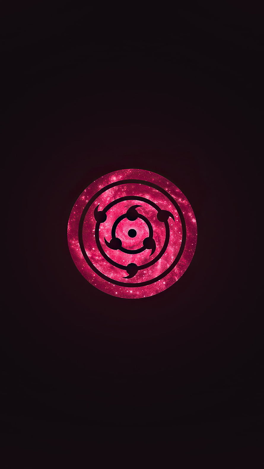 Glowing Pink Rinnegan Eye Symbol on Dark Background HD phone wallpaper