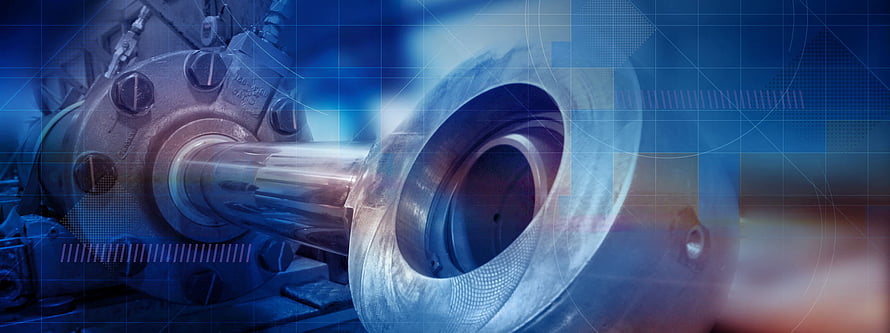 Industrial Hydraulic Cylinder Close-Up with Blue Digital Overlay HD wallpaper