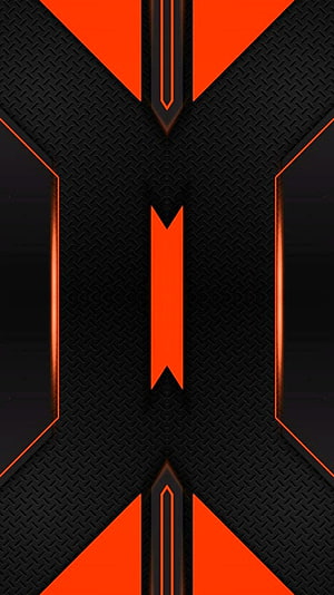 Abstract Geometric Tech Pattern with Orange and Black Metallic Textures HD phone wallpaper