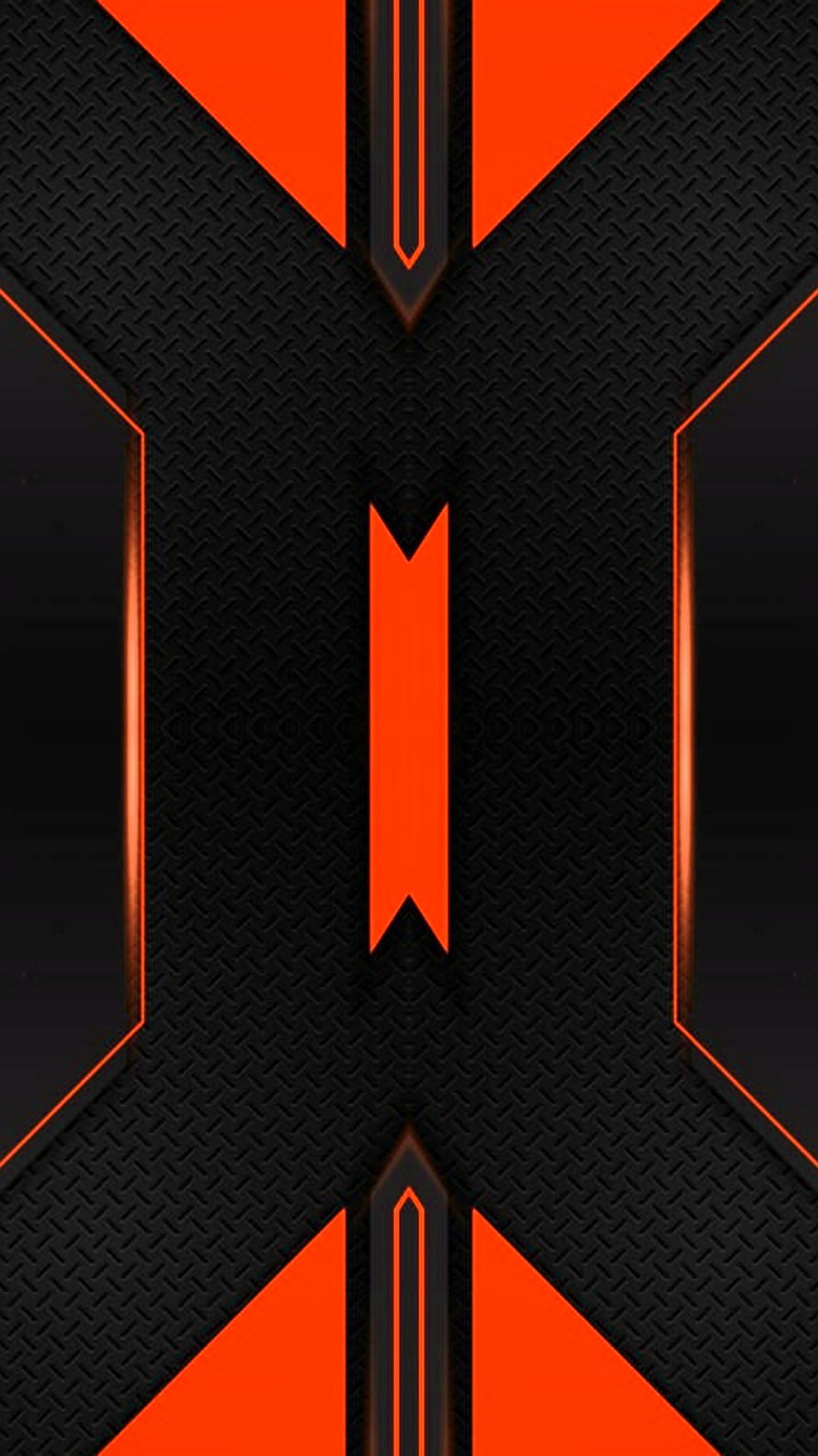 Abstract Geometric Tech Pattern with Orange and Black Metallic Textures HD phone wallpaper