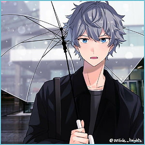 Gray-Haired Anime Boy Holding Transparent Umbrella in Rain HD phone wallpaper