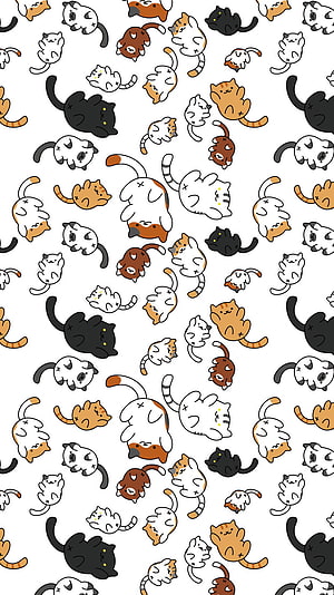 Neko Atsume Cute Sleeping Cat Pattern Wallpaper HD phone wallpaper