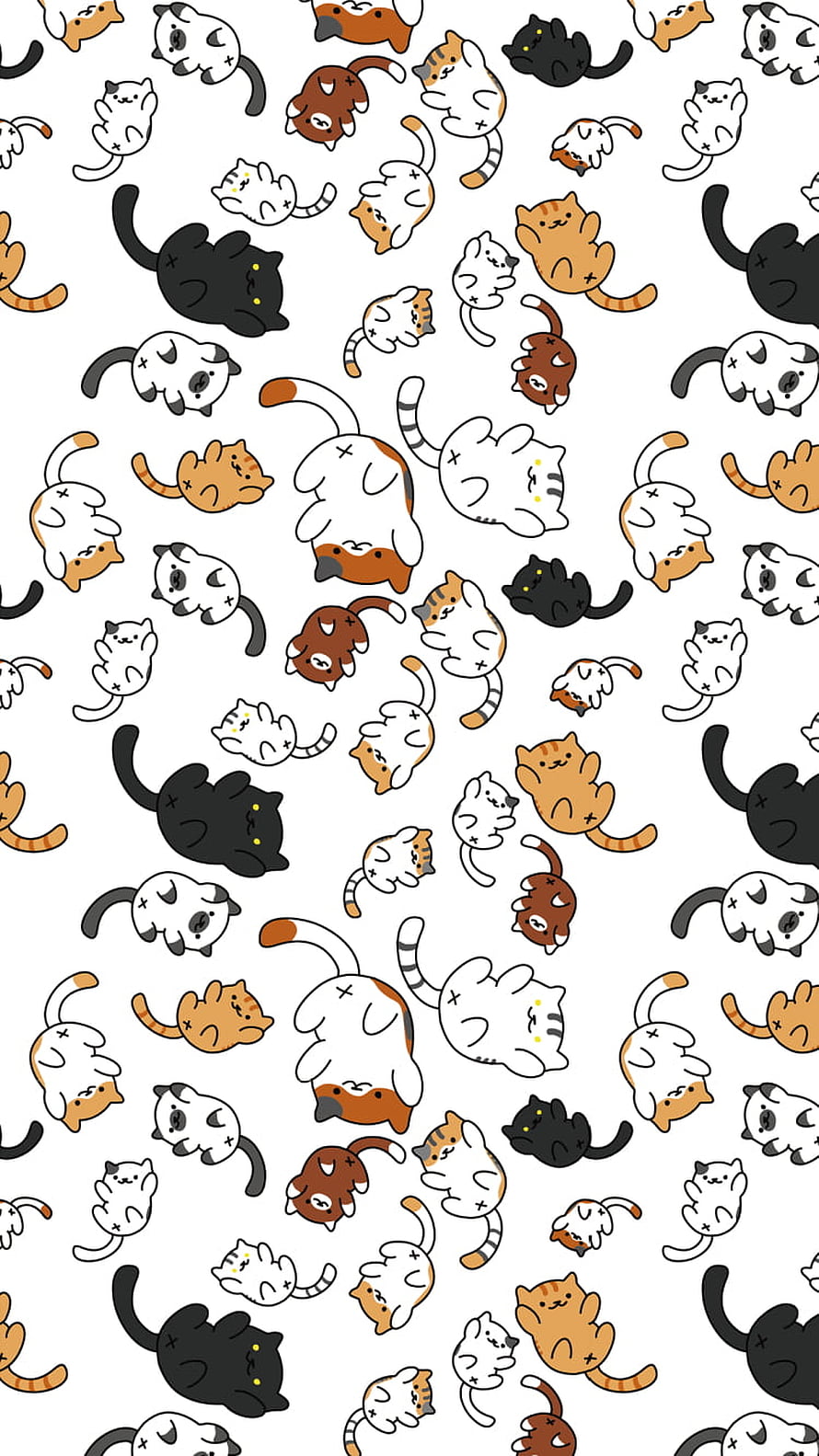Neko Atsume Cute Sleeping Cat Pattern Wallpaper HD phone wallpaper