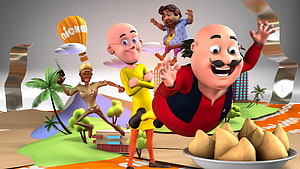 Motu Patlu King of Kings 3D Animated Movie Poster with Characters and Samosa HD wallpaper