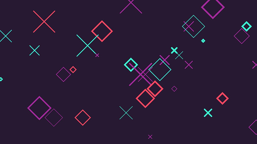 Neon Geometric Shapes on Dark Purple Background with Minimalist Abstract Design HD wallpaper