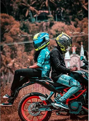 Couple Riding Motorcycle Back to Back in Scenic Landscape HD phone wallpaper