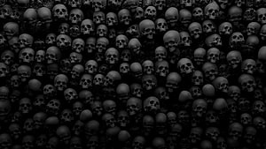 Dense Pattern of Human Skulls on Black Background for Dark Aesthetic HD wallpaper