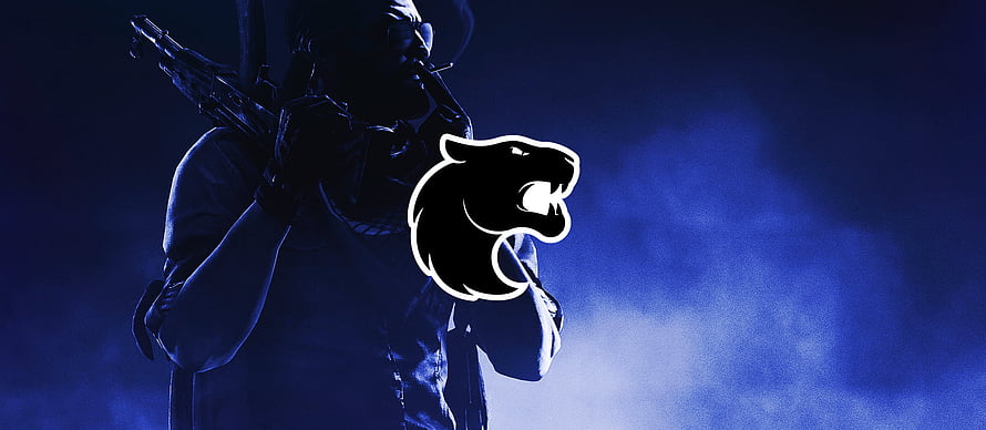 FURIA Esports Team Logo With Silhouetted Soldier Holding Rifle In Blue Haze HD wallpaper