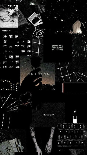 Dark Vintage Aesthetic Collage with Glitch Text and Retro Keyboard Elements HD phone wallpaper