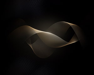 Elegant Golden Wave Lines on Black Abstract Background HD wallpaper