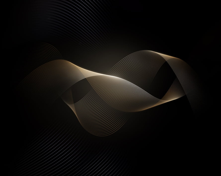 Elegant Golden Wave Lines on Black Abstract Background HD wallpaper