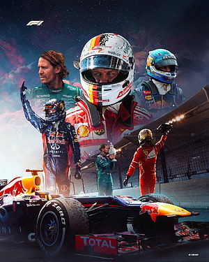 Sebastian Vettel and Max Verstappen F1 Championship Celebration Poster HD phone wallpaper