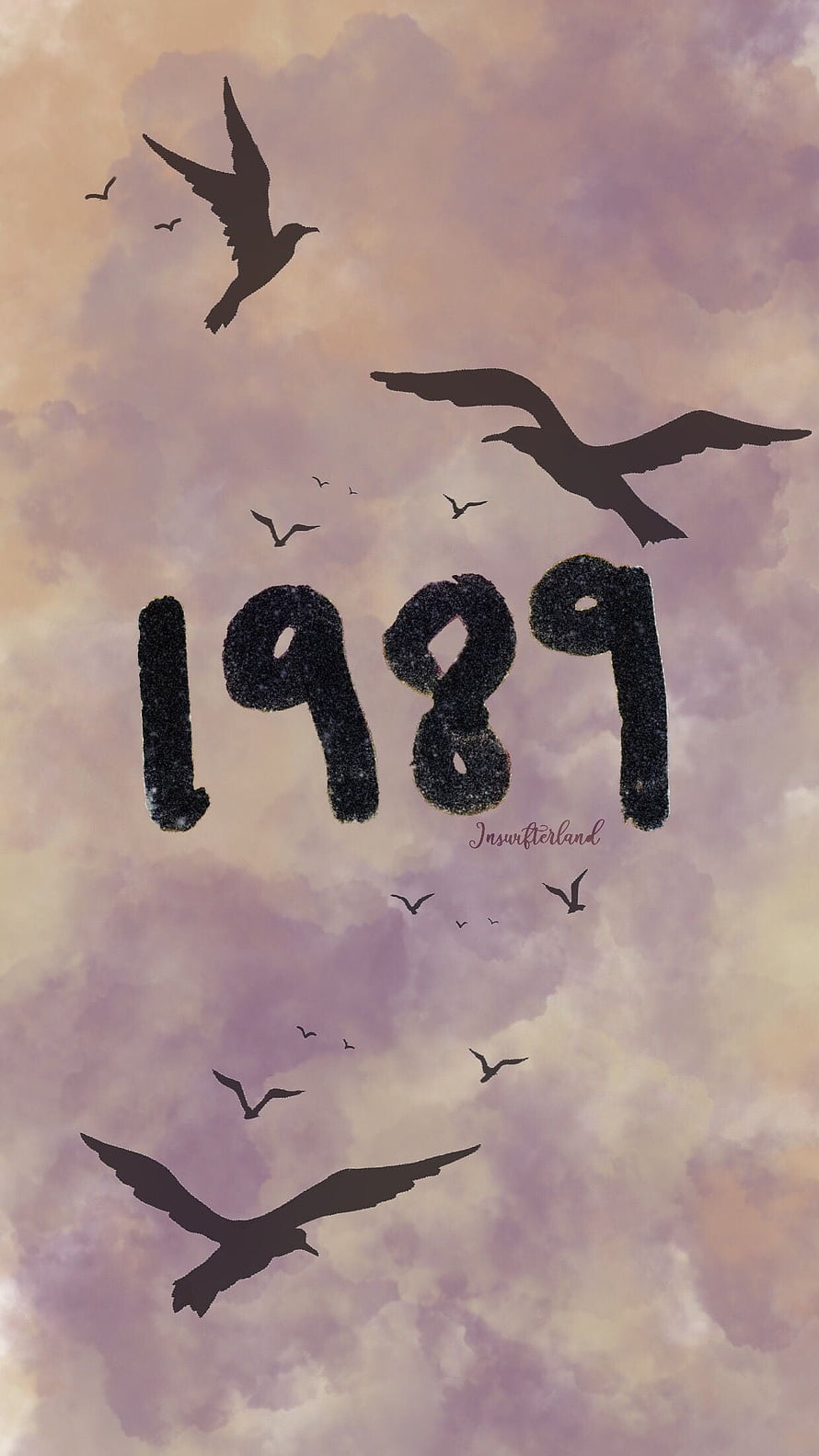 Taylor Swift 1989 Album Artwork with Birds in Pastel Sky HD phone wallpaper