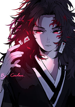 Yoriichi Tsugikuni Demon Slayer Character Portrait with Red Eyes and Traditional Attire HD phone wallpaper