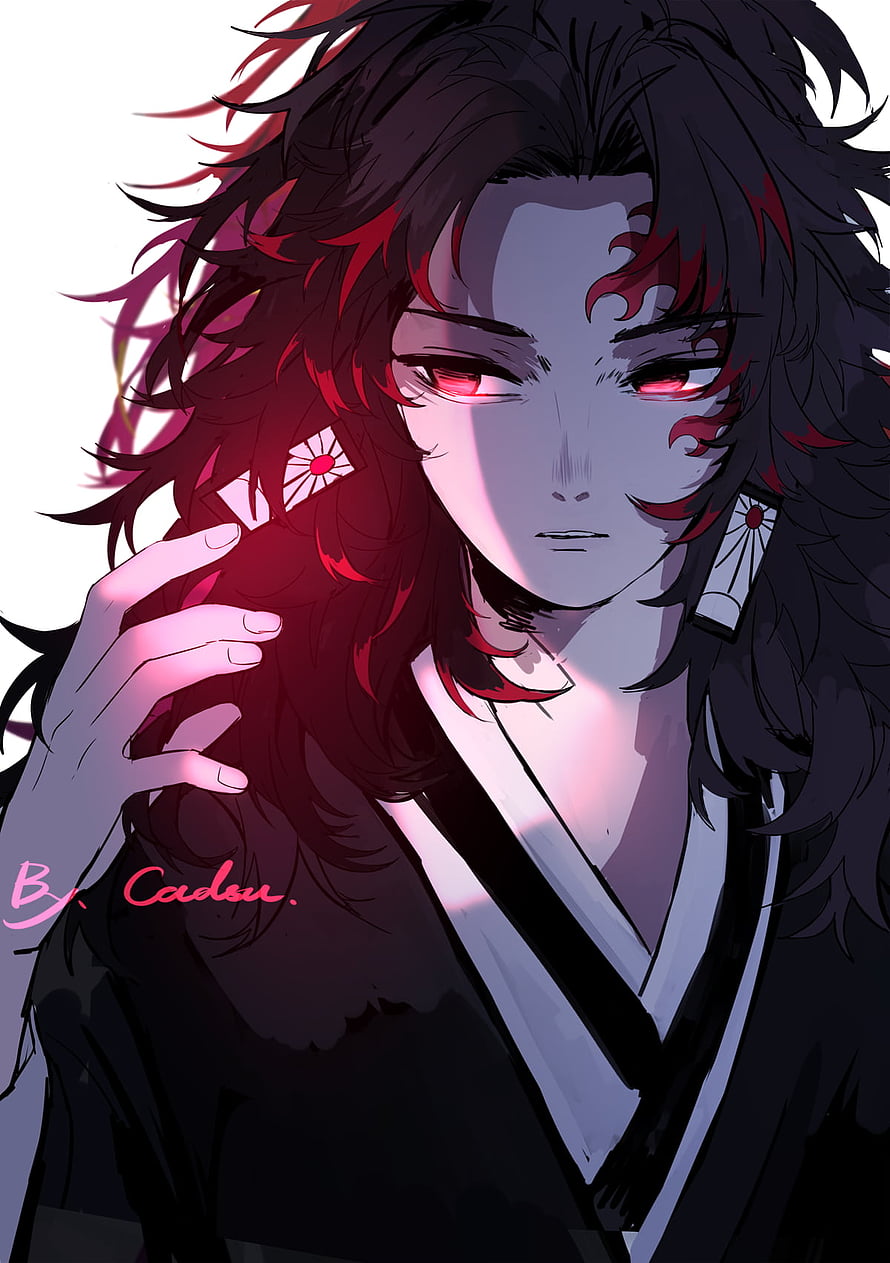 Yoriichi Tsugikuni Demon Slayer Character Portrait with Red Eyes and Traditional Attire HD phone wallpaper