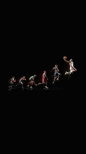 LeBron James NBA Basketball Dunk Sequence on Black Background HD phone wallpaper