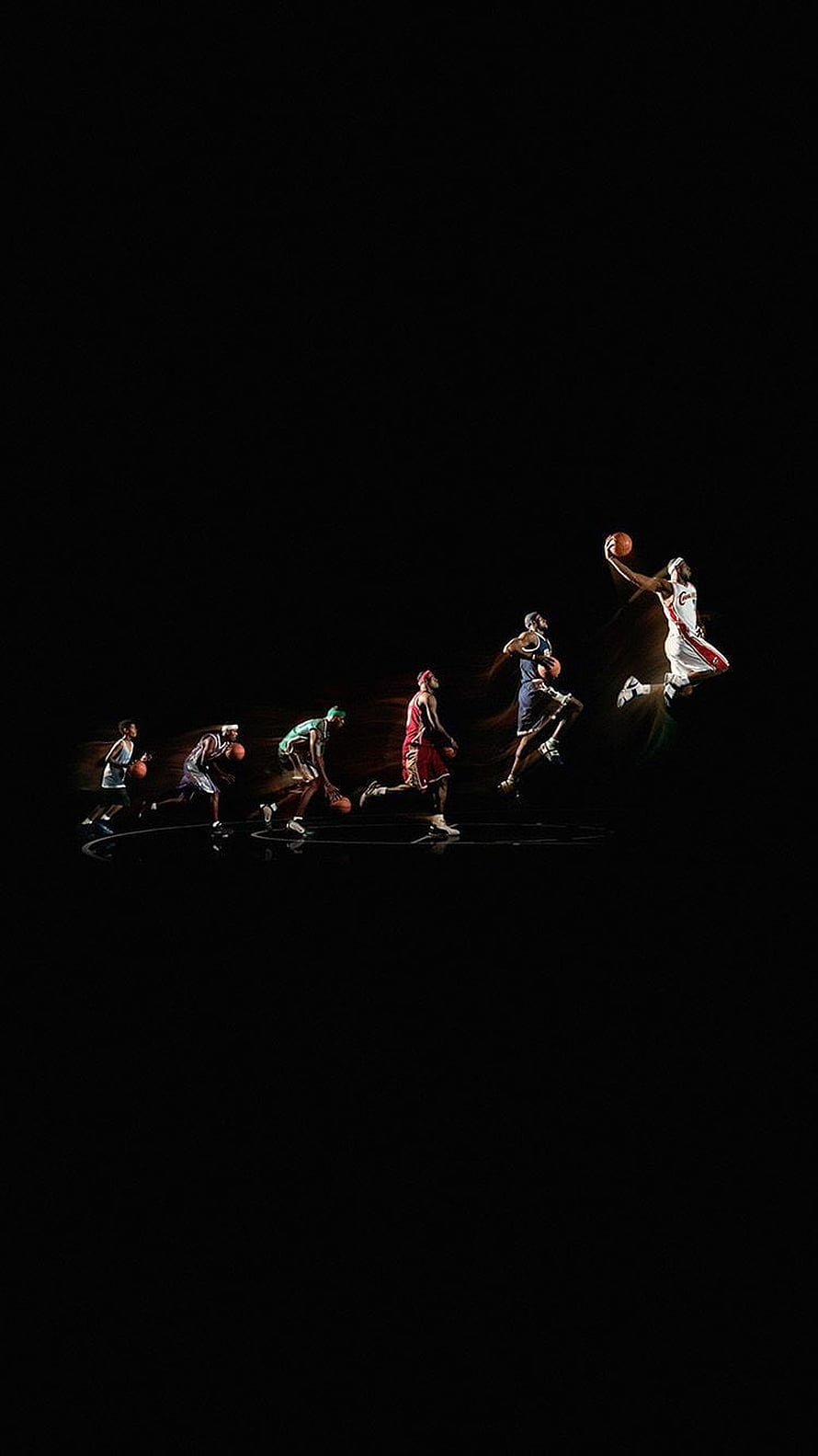 LeBron James NBA Basketball Dunk Sequence on Black Background HD phone wallpaper