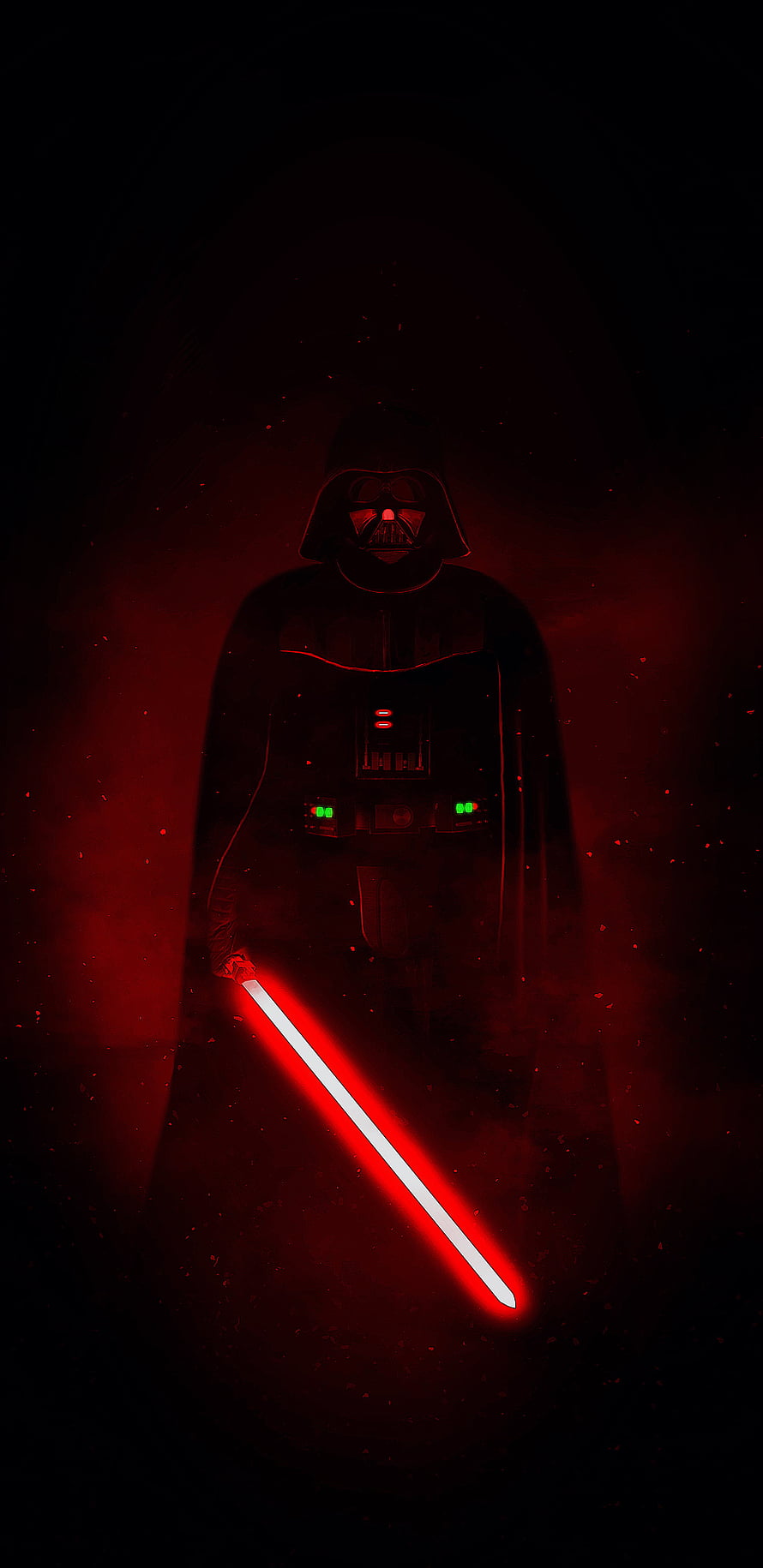 Darth Vader Holding Red Lightsaber in Dark Cinematic Star Wars Illustration HD phone wallpaper