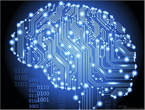 Glowing Blue Circuit Board Human Brain with Binary Code Digital Technology Concept HD wallpaper
