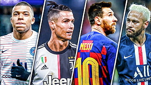 Mbappe Ronaldo Messi Neymar Football Stars Collage HD wallpaper